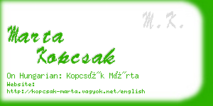 marta kopcsak business card